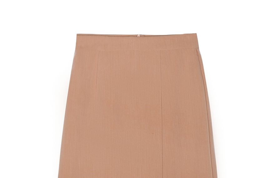 Slit Midi Straight Skirt with High Waist