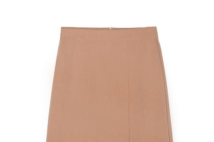 Slit Midi Straight Skirt with High Waist