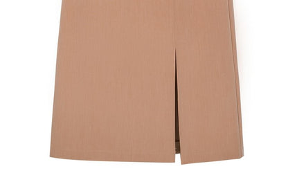 Slit Midi Straight Skirt with High Waist