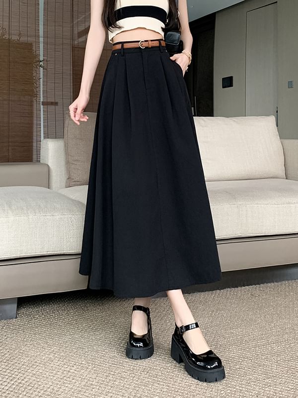 Plain Midi A-Line Skirt