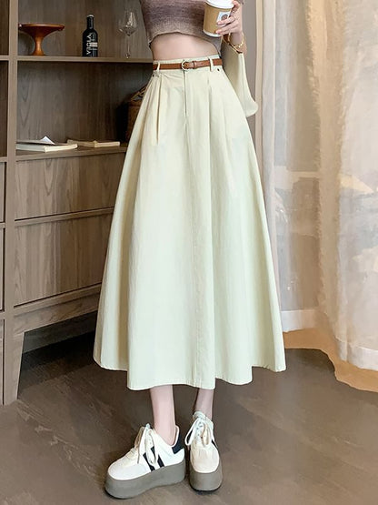 Plain Midi A-Line Skirt