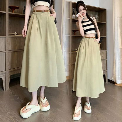 Plain Midi A-Line Skirt