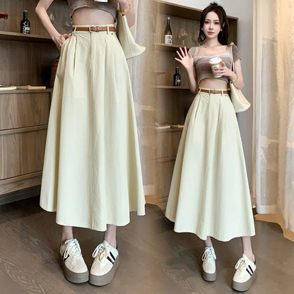Plain Midi A-Line Skirt