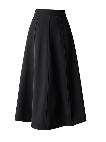 Plain Midi A-Line Skirt with High Waist