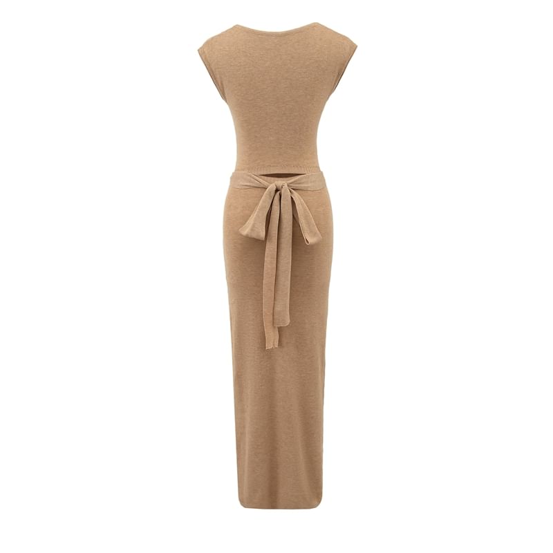 Scoop Neck Sleeveless A-Line Maxi Dress - Altfashion Shop