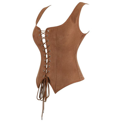 Square Neck Lace-Up Bustier Sleeveless Top