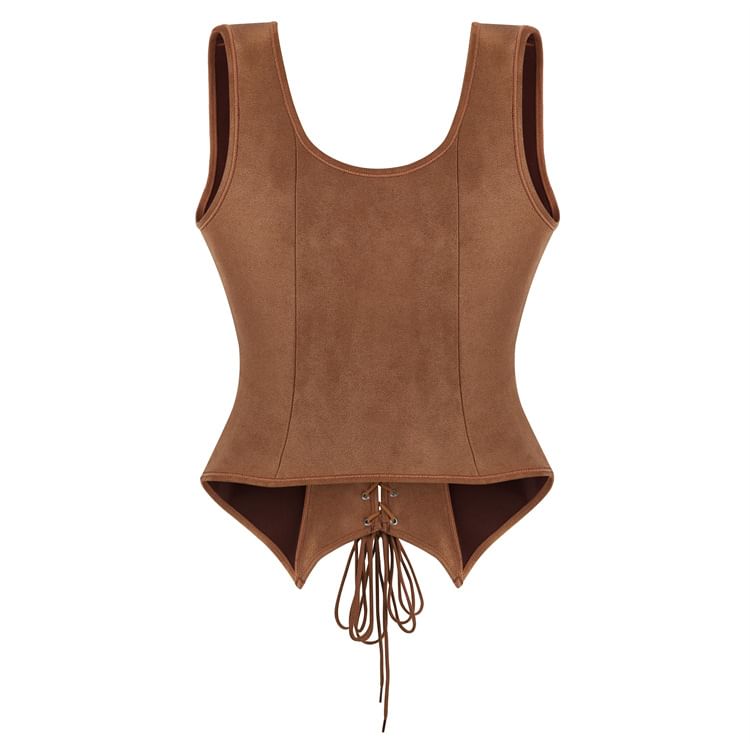 Square Neck Lace-Up Bustier Sleeveless Top