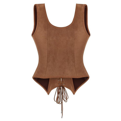 Square Neck Lace-Up Bustier Sleeveless Top