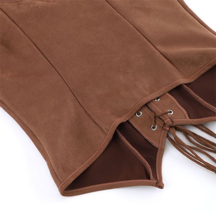 Square Neck Lace-Up Bustier Sleeveless Top