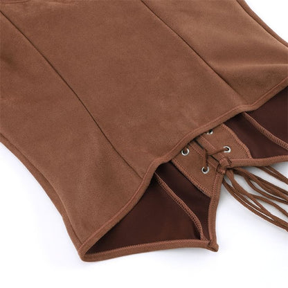 Square Neck Lace-Up Bustier Sleeveless Top
