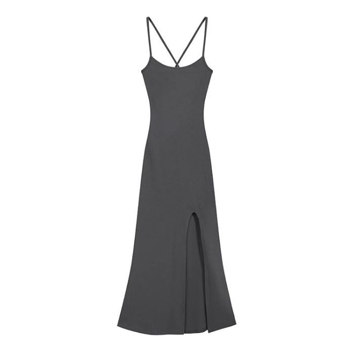 Backless Spaghetti Strap A-Line Dress - Altfashion Shop