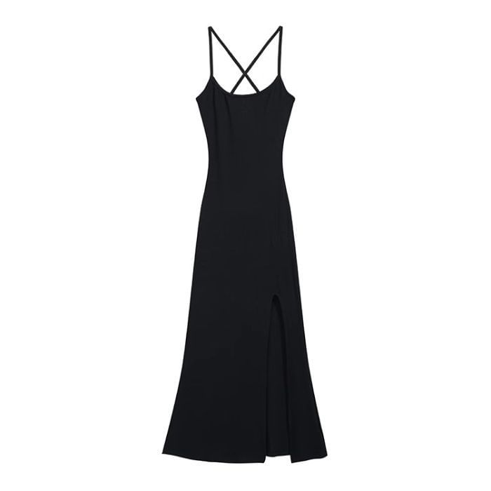 Backless Spaghetti Strap A-Line Dress - Altfashion Shop