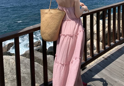 Sleeveless V-Neck A-Line Maxi Dress - Altfashion Shop