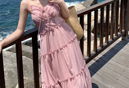Sleeveless V-Neck A-Line Maxi Dress - Altfashion Shop