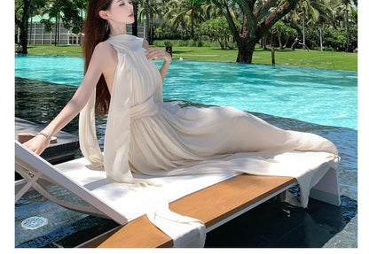 Open Back A-Line Maxi Dress - Altfashion Shop
