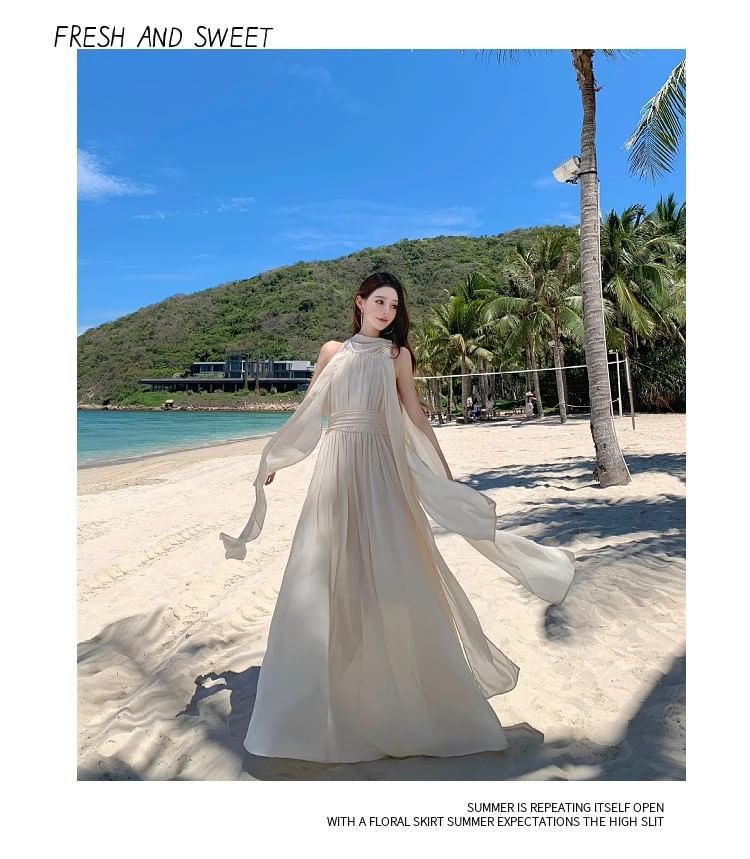 Open Back A-Line Maxi Dress - Altfashion Shop