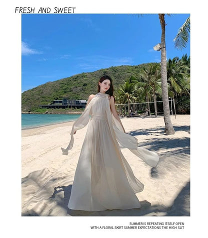 Open Back A-Line Maxi Dress - Altfashion Shop