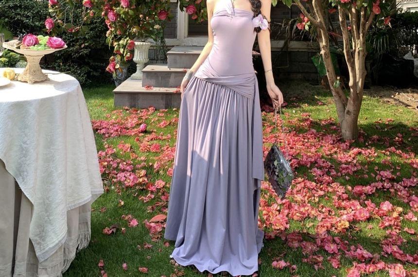 Black Asymmetrical Maxi Dress - Altfashion Shop
