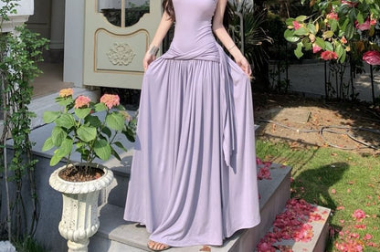 Black Asymmetrical Maxi Dress - Altfashion Shop