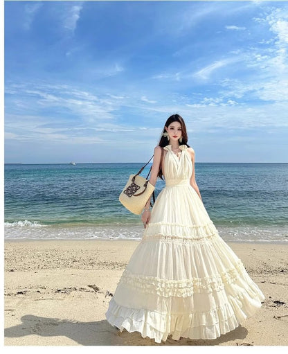 V-Neck Tiered Maxi Dress - Altfashion Shop