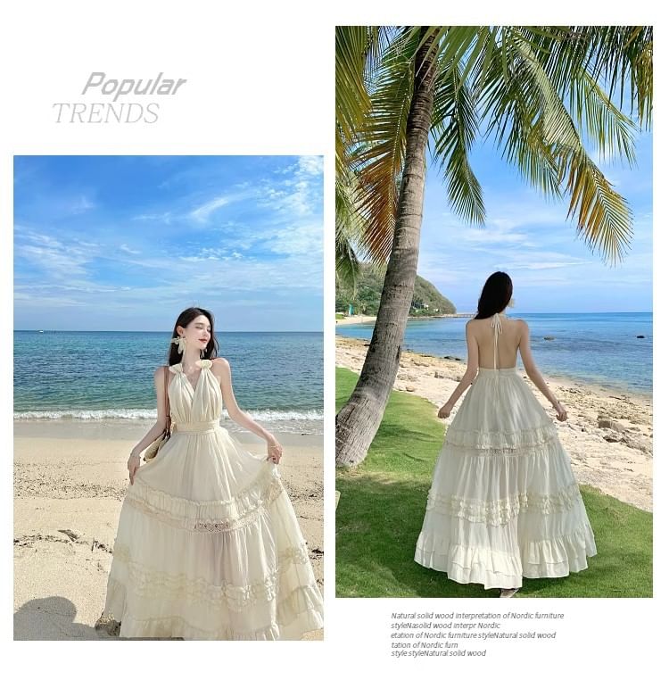 V-Neck Tiered Maxi Dress - Altfashion Shop