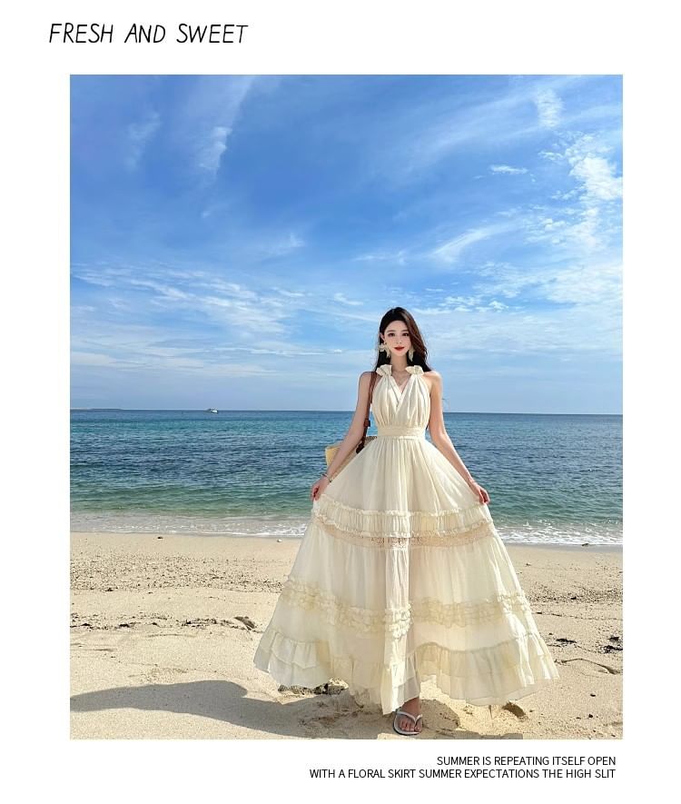 V-Neck Tiered Maxi Dress - Altfashion Shop