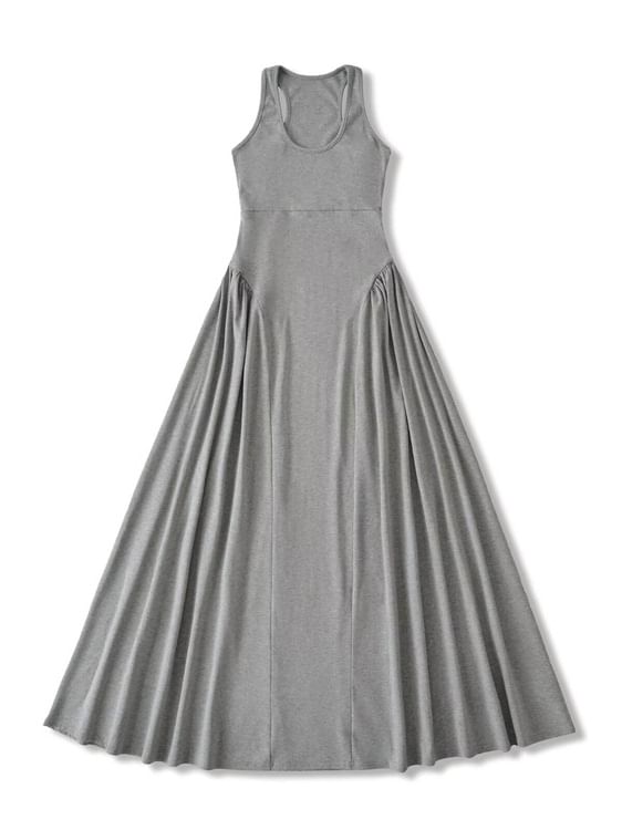 Crew Neck Sleeveless A-Line Maxi Dress - Altfashion Shop