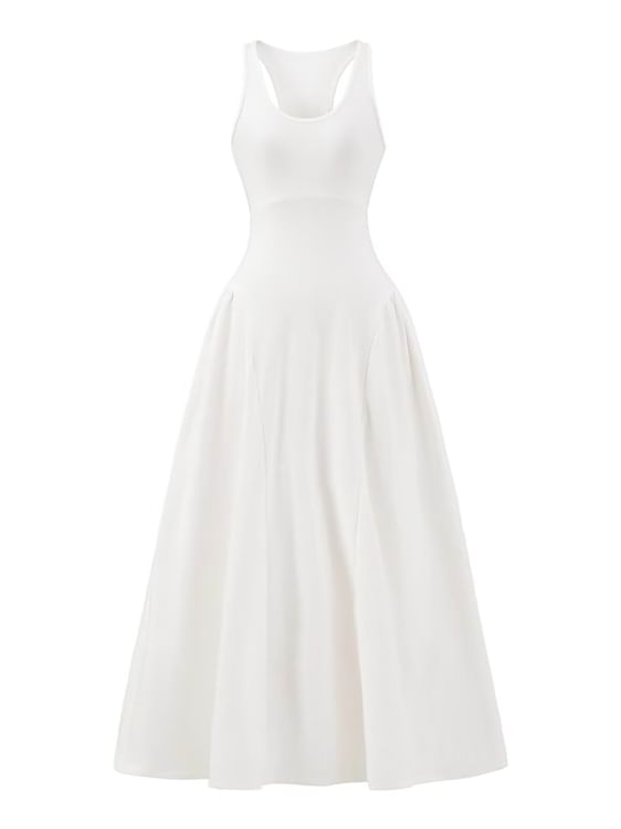 Crew Neck Sleeveless A-Line Maxi Dress - Altfashion Shop