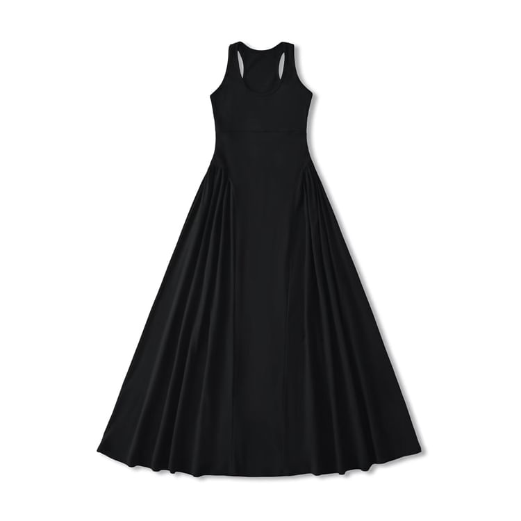 Crew Neck Sleeveless A-Line Maxi Dress - Altfashion Shop