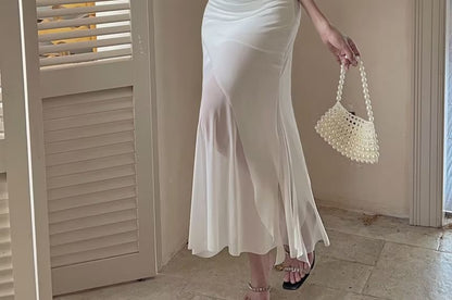 Rhinestone Frill Mesh Spaghetti Strap Dress - Altfashion Shop