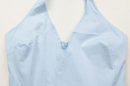 Ruched Open Back Halter V-Neck A-Line Dress - Altfashion Shop