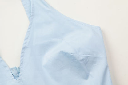 Ruched Open Back Halter V-Neck A-Line Dress - Altfashion Shop