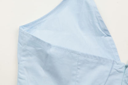 Ruched Open Back Halter V-Neck A-Line Dress - Altfashion Shop