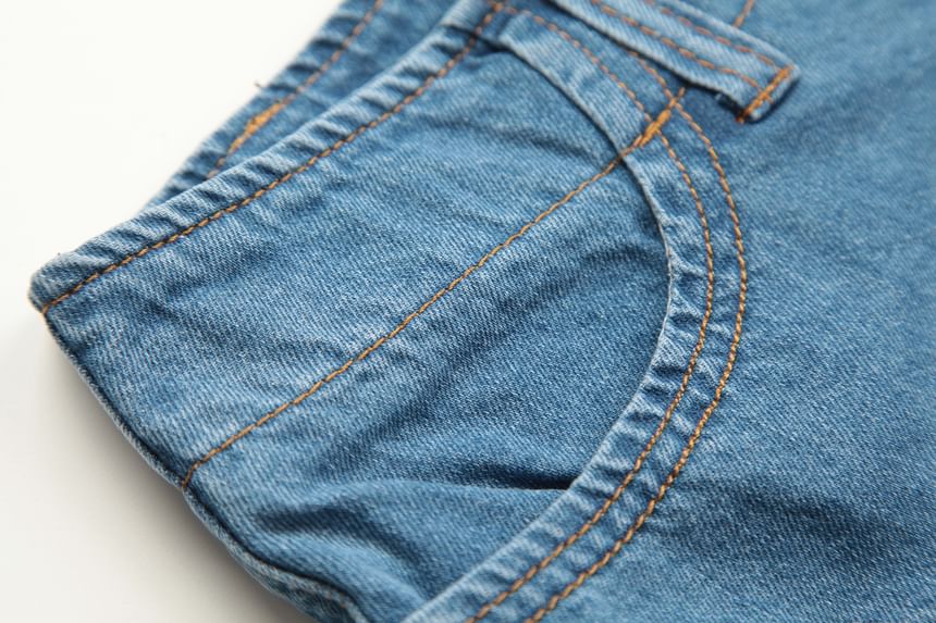 Low Rise Pleated Denim Mini A-Line Skort