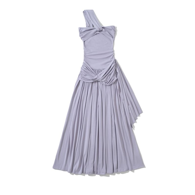One Shoulder Ruched Sleeveless A-Line Dress - Altfashion Shop