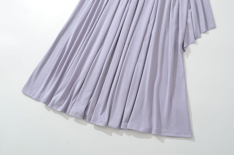 One Shoulder Ruched Sleeveless A-Line Dress - Altfashion Shop
