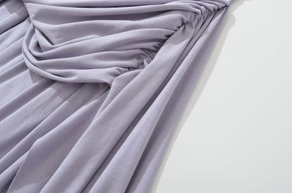 One Shoulder Ruched Sleeveless A-Line Dress - Altfashion Shop