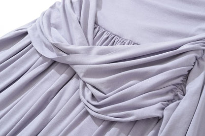One Shoulder Ruched Sleeveless A-Line Dress - Altfashion Shop