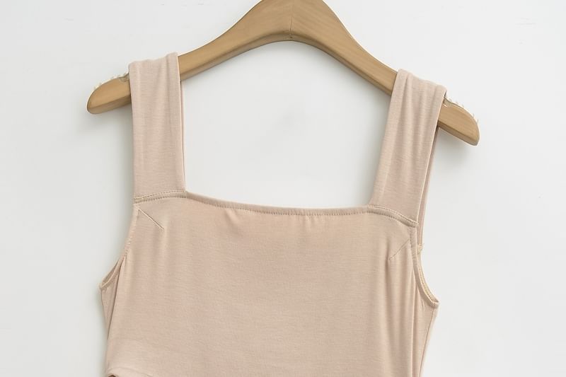 Square Neck Ruched Sleeveless Sheath Dress - Altfashion Shop