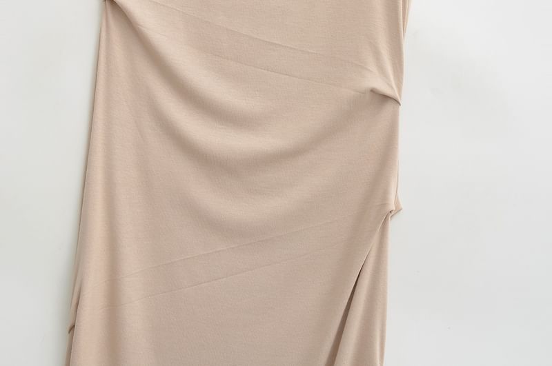 Square Neck Ruched Sleeveless Sheath Dress - Altfashion Shop