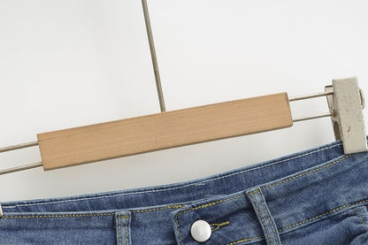 High Waist Drawstring Mini Denim Skort