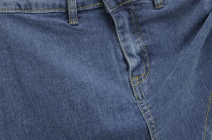 High Waist Drawstring Mini Denim Skort