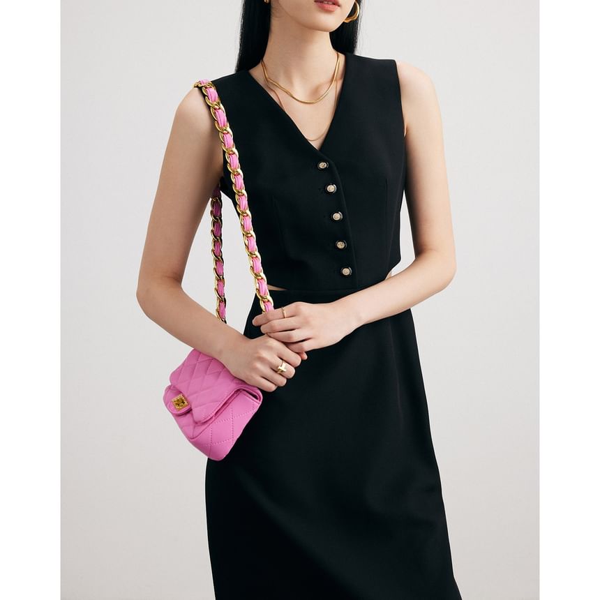 Cutout V-Neck Sleeveless Sheath Dress - Altfashion Shop