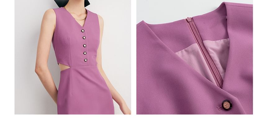 Cutout V-Neck Sleeveless Sheath Dress - Altfashion Shop