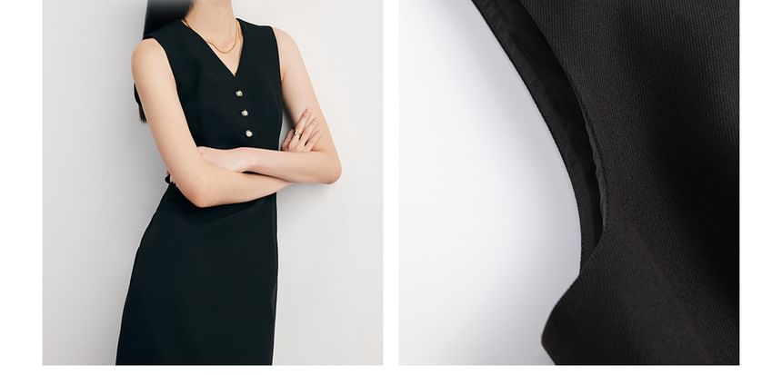 Cutout V-Neck Sleeveless Sheath Dress - Altfashion Shop