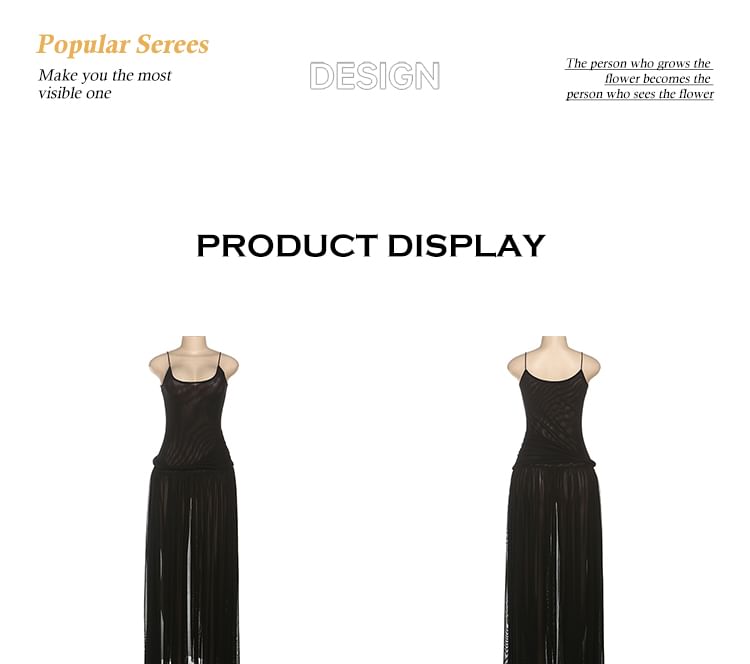 Spaghetti Strap Plain A-Line Maxi Dress - Altfashion Shop
