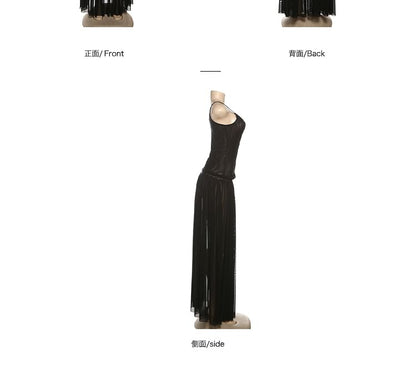 Spaghetti Strap Plain A-Line Maxi Dress - Altfashion Shop