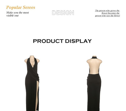 Plunged Sleeveless Sheath Maxi Dress - Altfashion Shop
