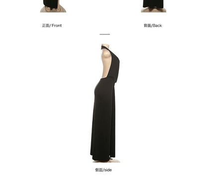 Plunged Sleeveless Sheath Maxi Dress - Altfashion Shop