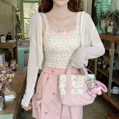 Plain Sheer Open-Front Cropped Cardigan